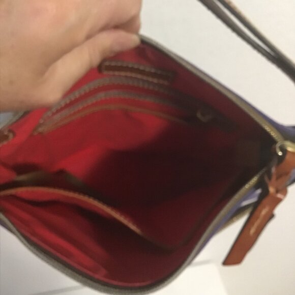 Dooney & Bourke Blue and White Striped Nylon Crossbody Bag - Picture 10 of 13